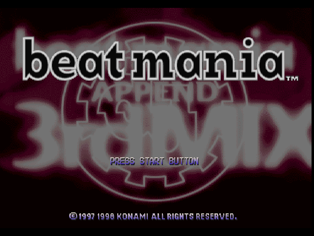 Beatmania Append 3rd Mix title screen for Playstation